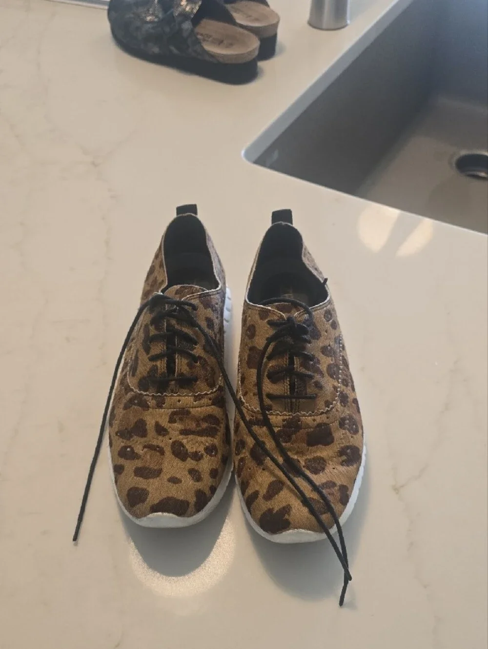 Cole Haan Leopard Print Casual Lace-Up Sneakers - Brown/Black (like new)